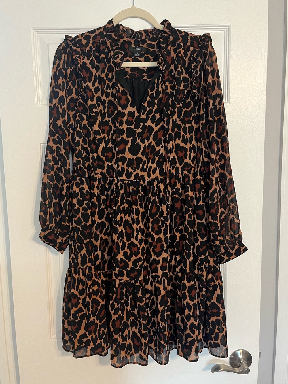 J. Crew Leopard Print Babydoll Dress - Black & Brown